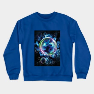 Fiori e bolle blu Crewneck Sweatshirt